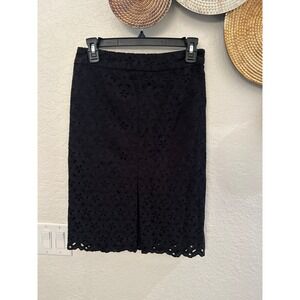 Talbots Women's Black Lace Midi Skirt Business Casual Formal size 2